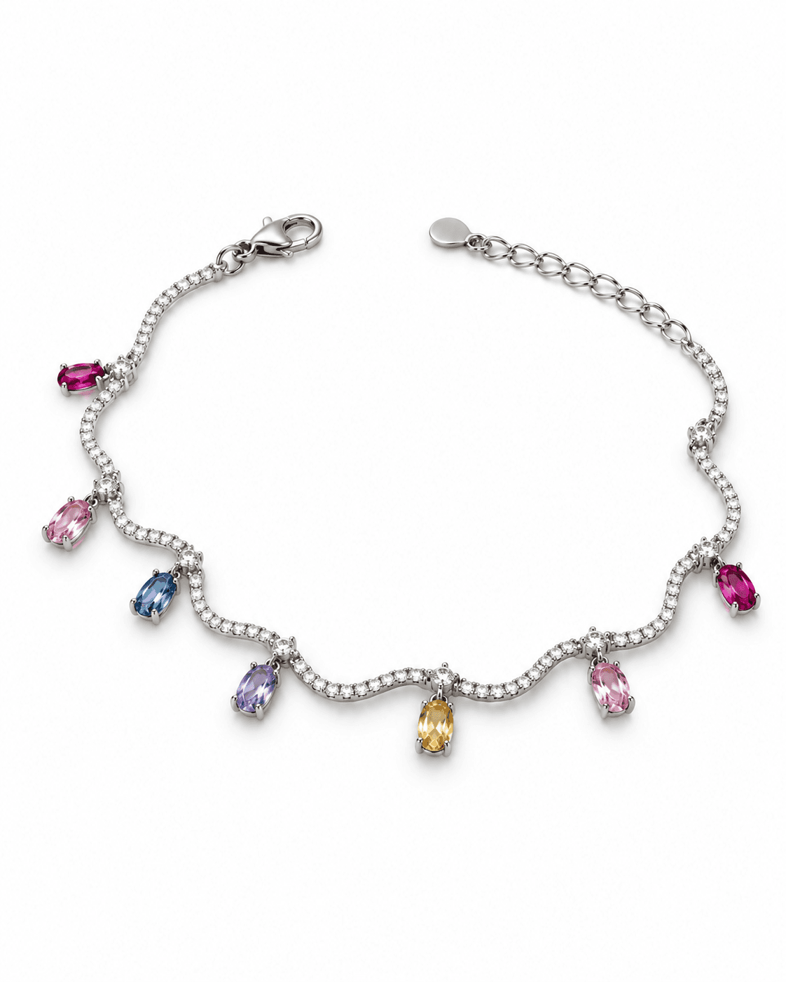 Multicolor Drop Stone Silver Bracelet 6 CN Jewellers